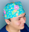 Pink & Orange Hibiscus Hawaiian Flowers Floral Design Unisex Cute Scrub Cap