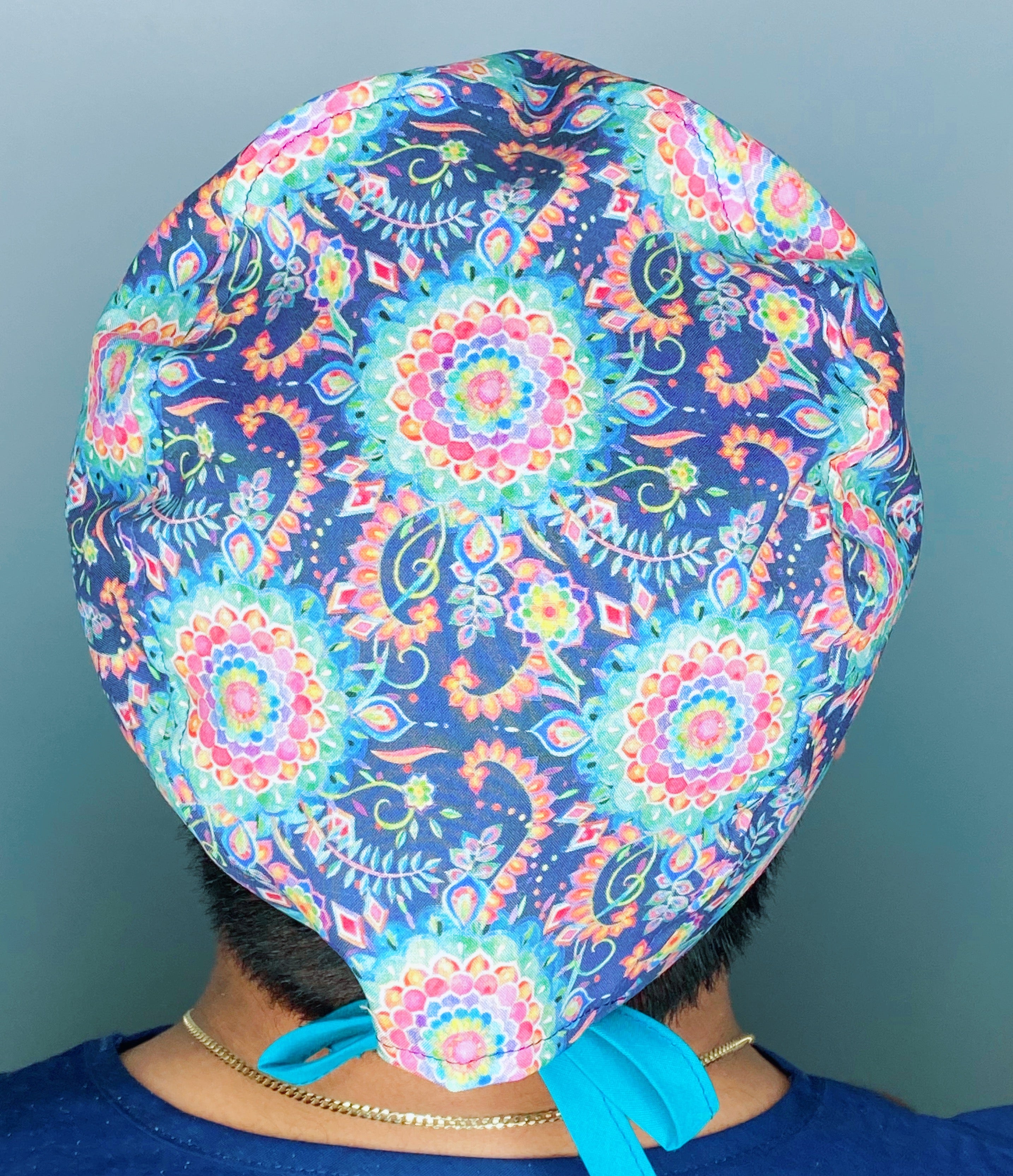 Colorful Arabesque Mandala Floral Design Unisex Cute Scrub Cap