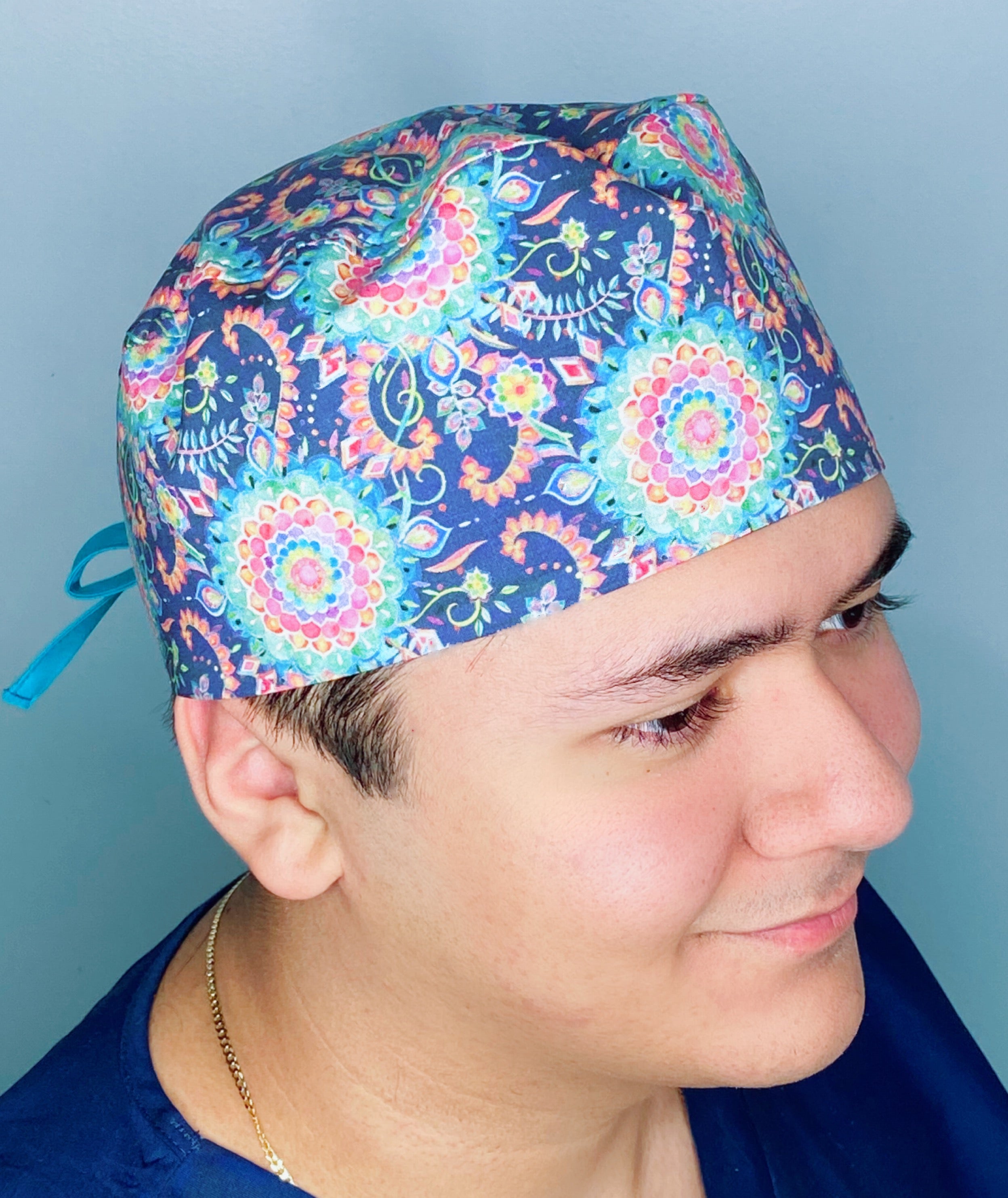 Colorful Arabesque Mandala Floral Design Unisex Cute Scrub Cap
