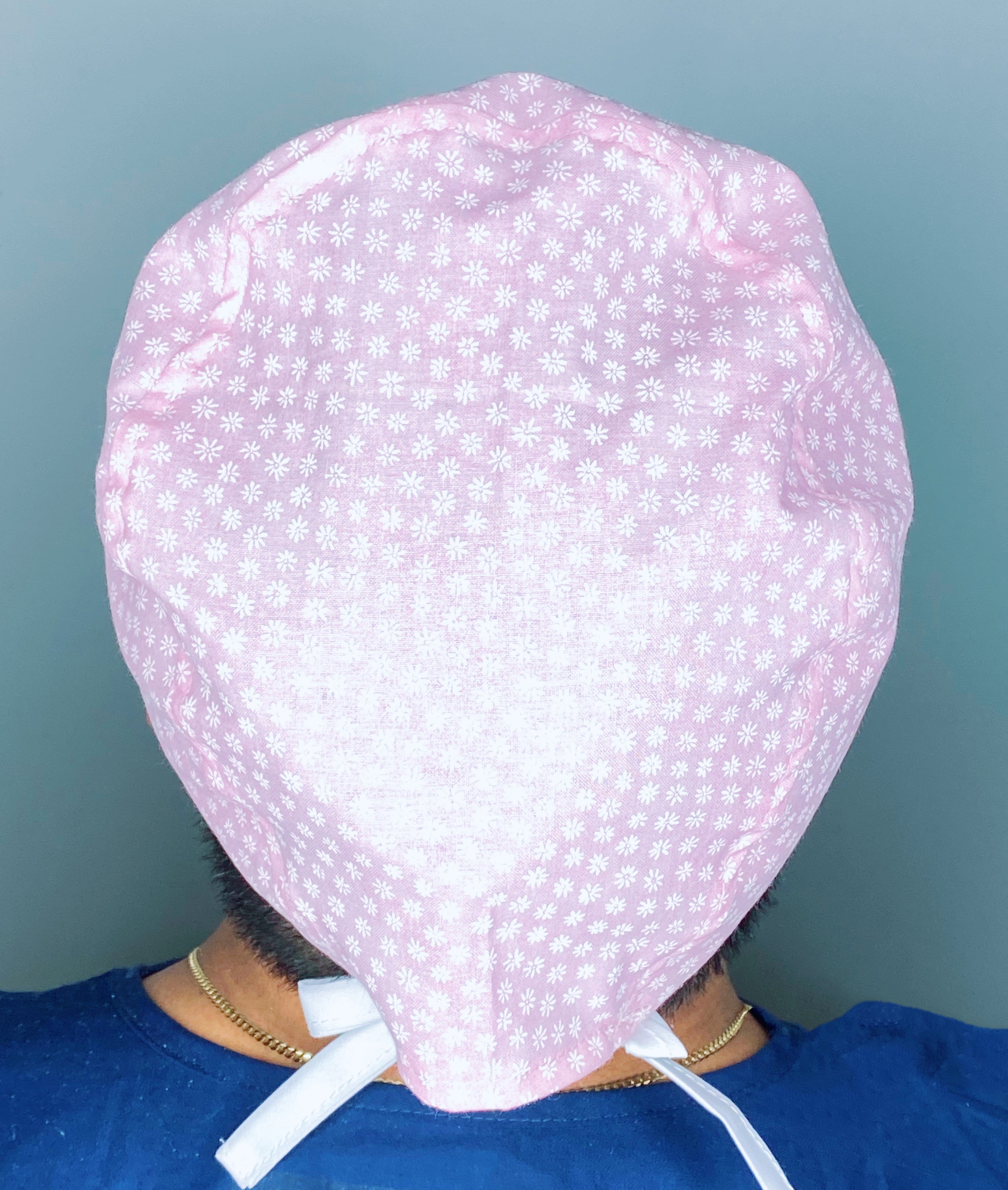 Small White Daisies on Pink Floral Design Unisex Cute Scrub Cap