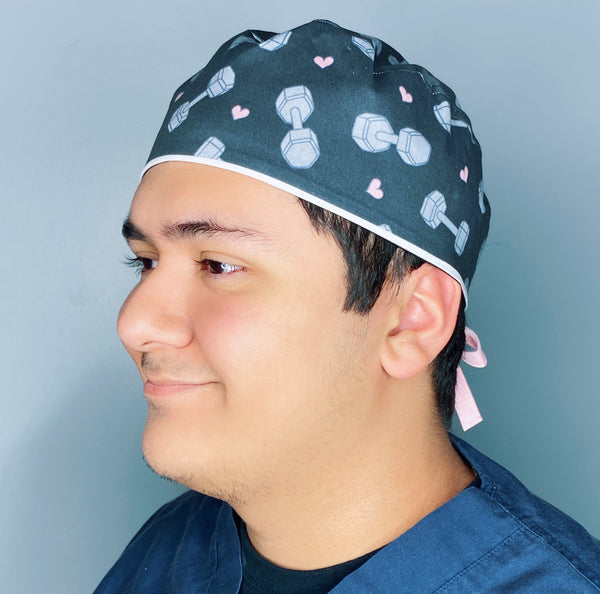 Weights & Hearts on Dark Grey Unisex Sport Scrub Cap