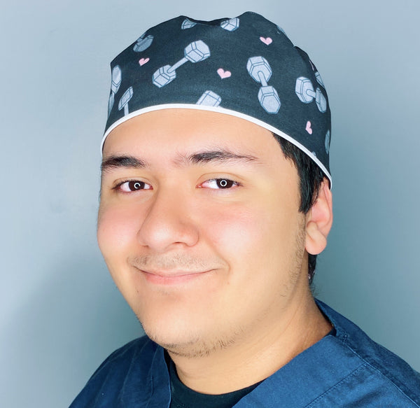 Weights & Hearts on Dark Grey Unisex Sport Scrub Cap