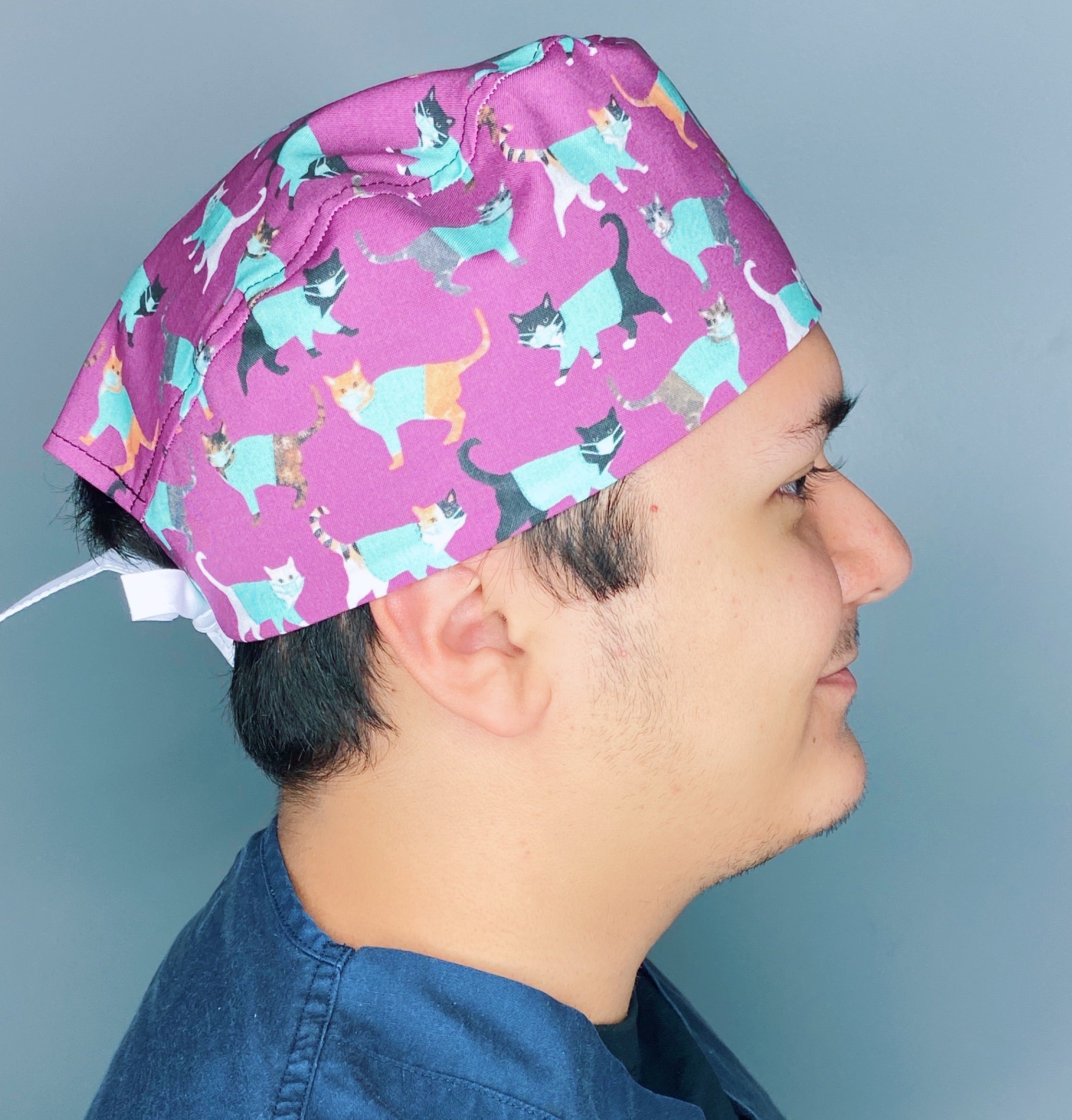 Cats Wearing Scrubs Funny Unisex Medical Theme Scrub Cap