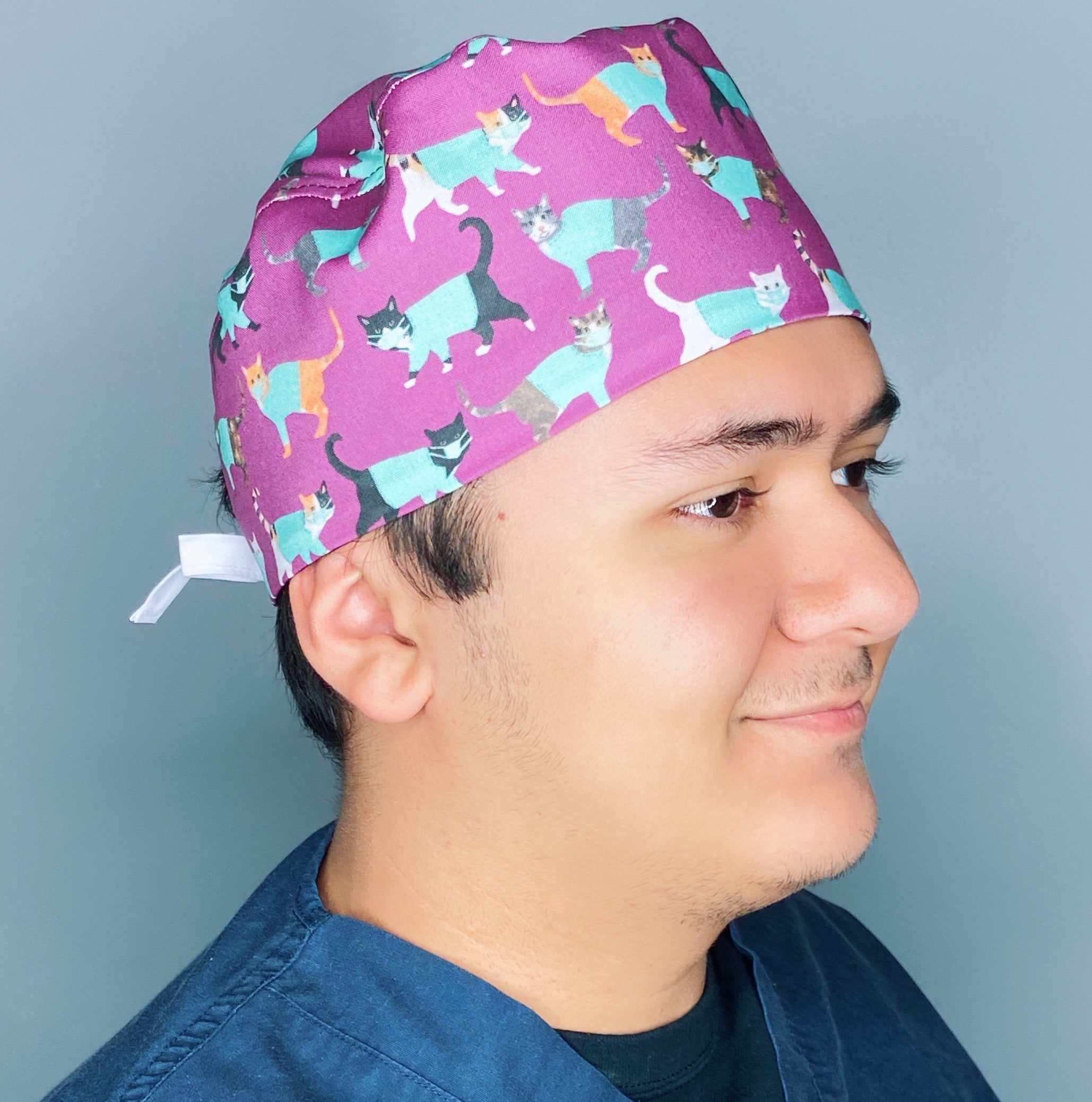 Cats Wearing Scrubs Funny Unisex Medical Theme Scrub Cap