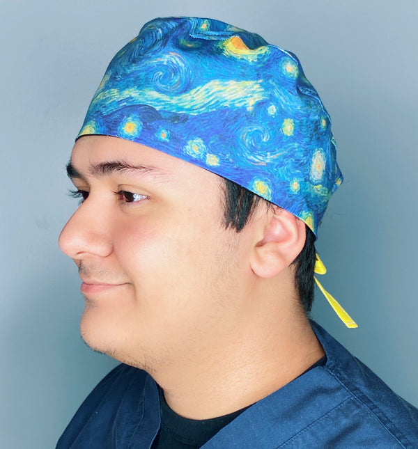 Starry Night Vincent Van Gogh Famous Painting Unisex Geek Scrub Cap