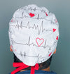 EKG & Hearts on White Unisex Medical Theme Scrub Cap