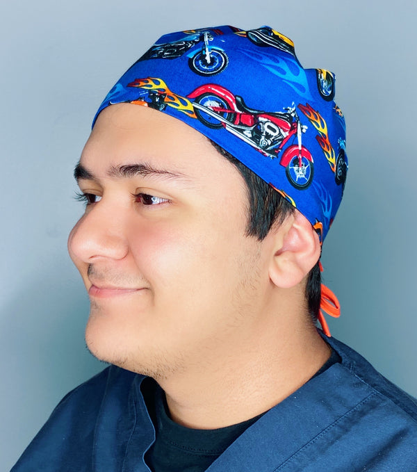 Motorcycles & Flames Unisex Sport Scrub Cap