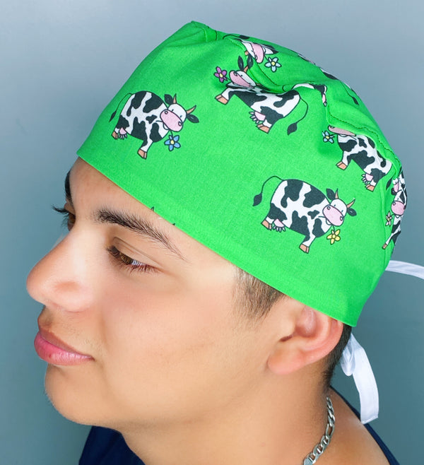 Cute Cows Eating Unisex Animal Scrub Cap