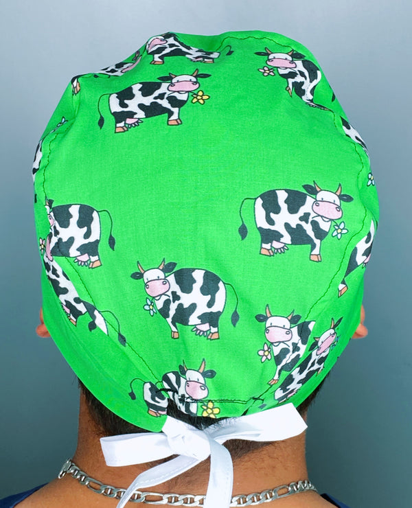 Cute Cows Eating Unisex Animal Scrub Cap