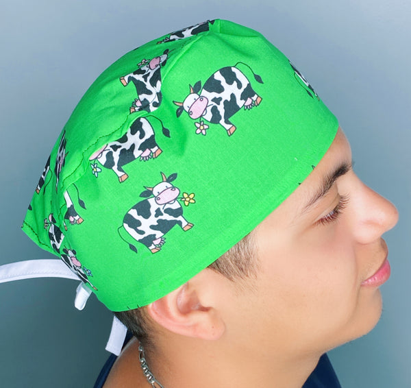 Cute Cows Eating Unisex Animal Scrub Cap