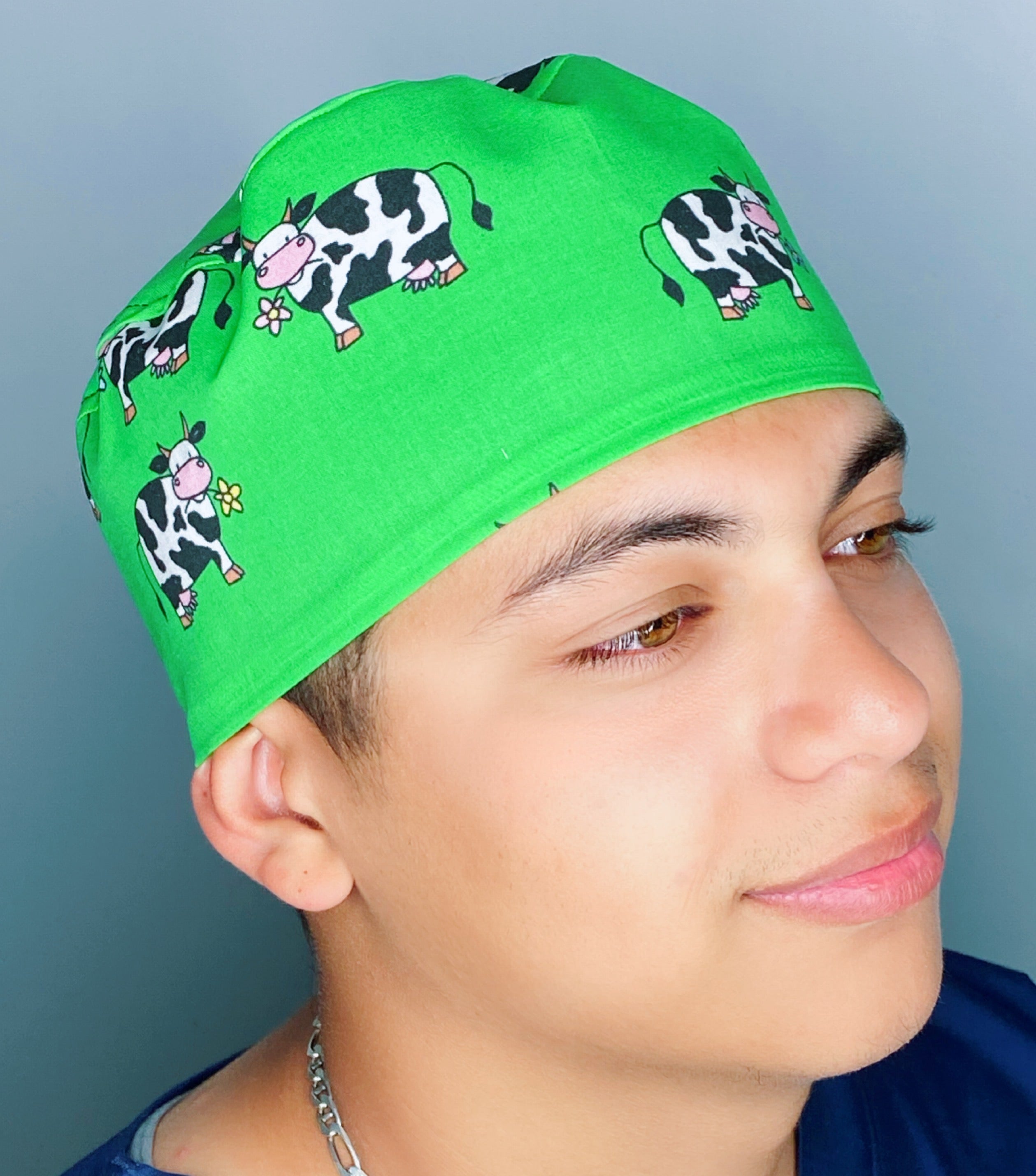 Cute Cows Eating Unisex Animal Scrub Cap