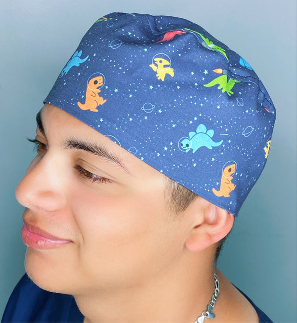 Astronaut Dinosaurs in Space Prints Unisex Animal Scrub Cap