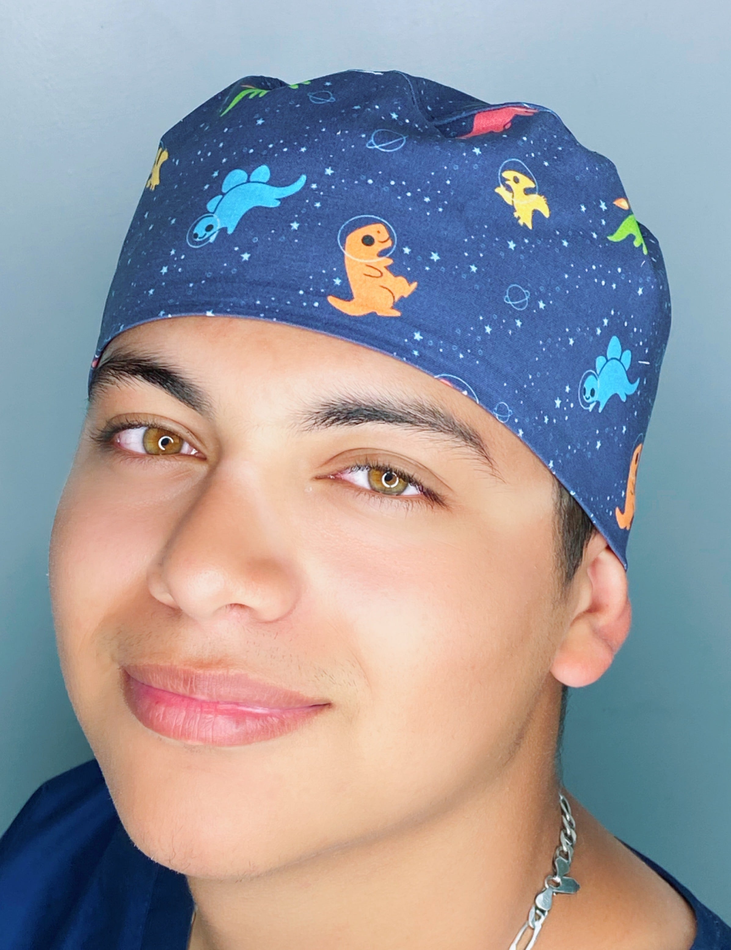 Astronaut Dinosaurs in Space Prints Unisex Animal Scrub Cap