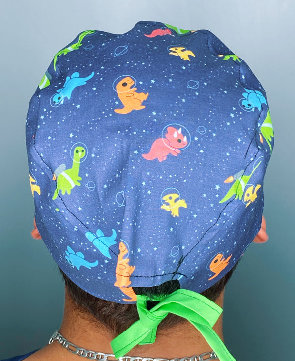 Astronaut Dinosaurs in Space Prints Unisex Animal Scrub Cap