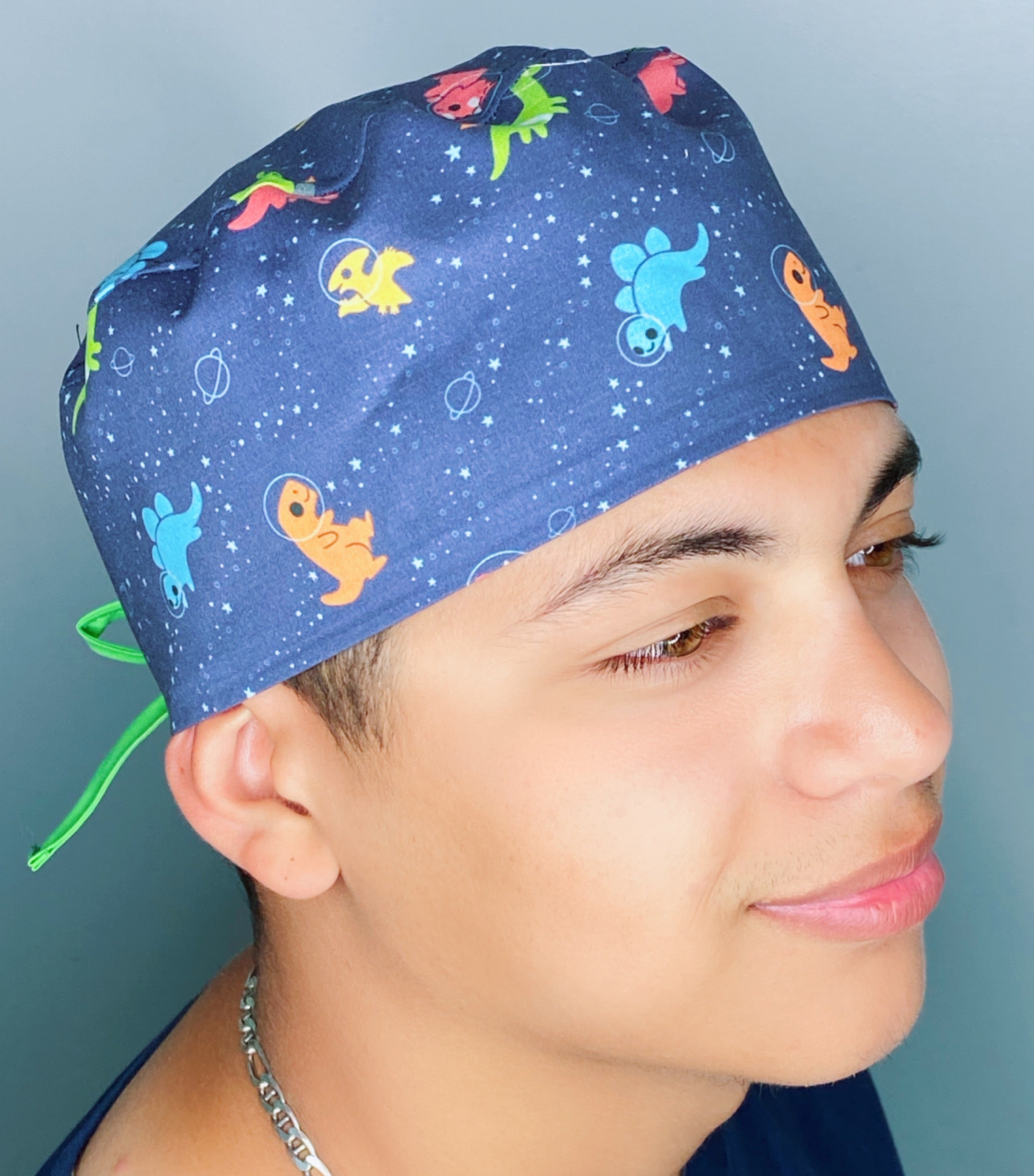 Astronaut Dinosaurs in Space Prints Unisex Animal Scrub Cap