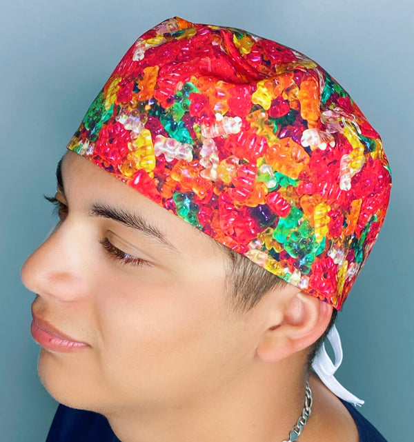 Colorful Gummy Bears Candy Unisex Food Scrub Cap