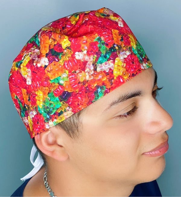 Colorful Gummy Bears Candy Unisex Food Scrub Cap