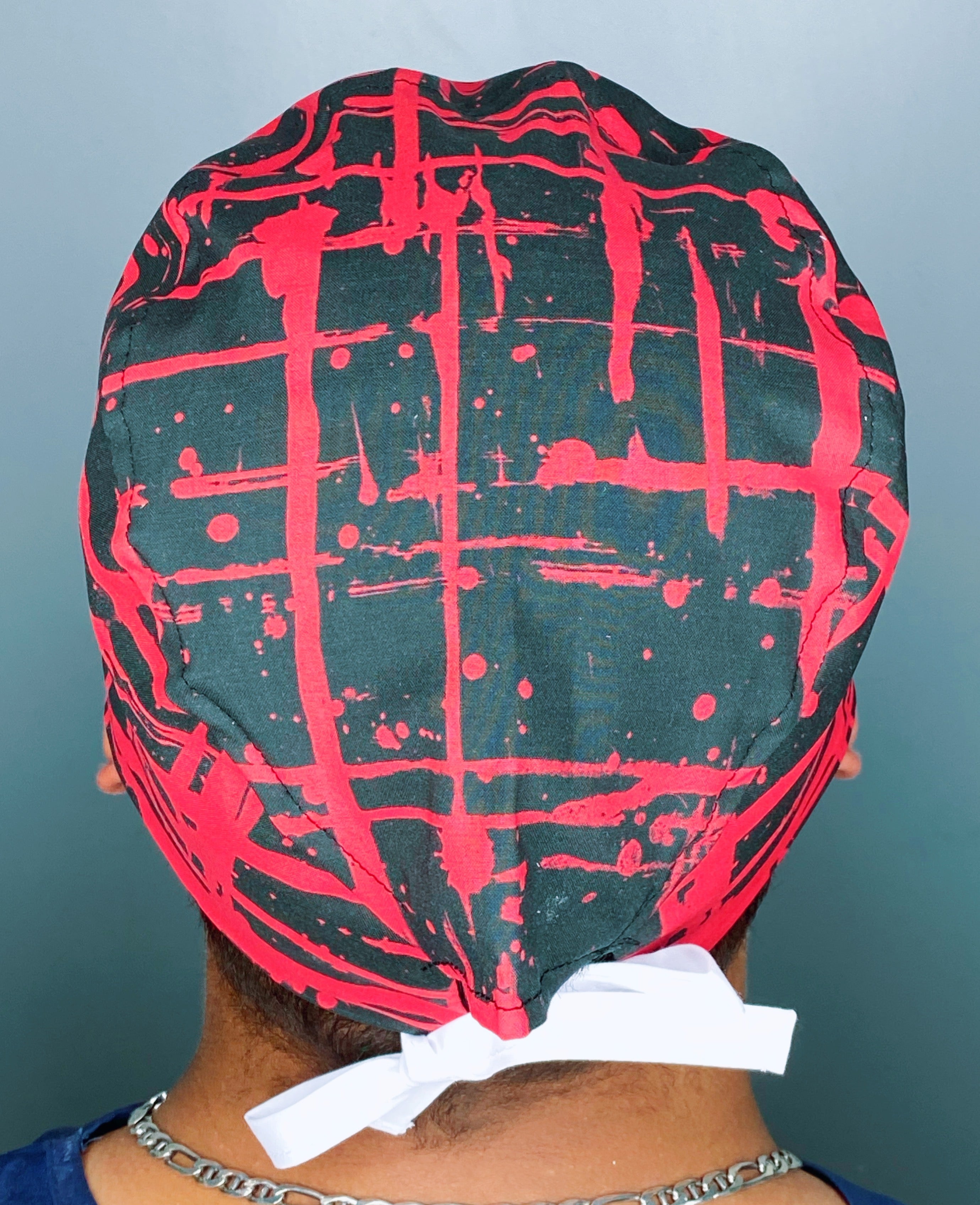 Red Paint Spatter on Black Design Unisex Cute Scrub Cap