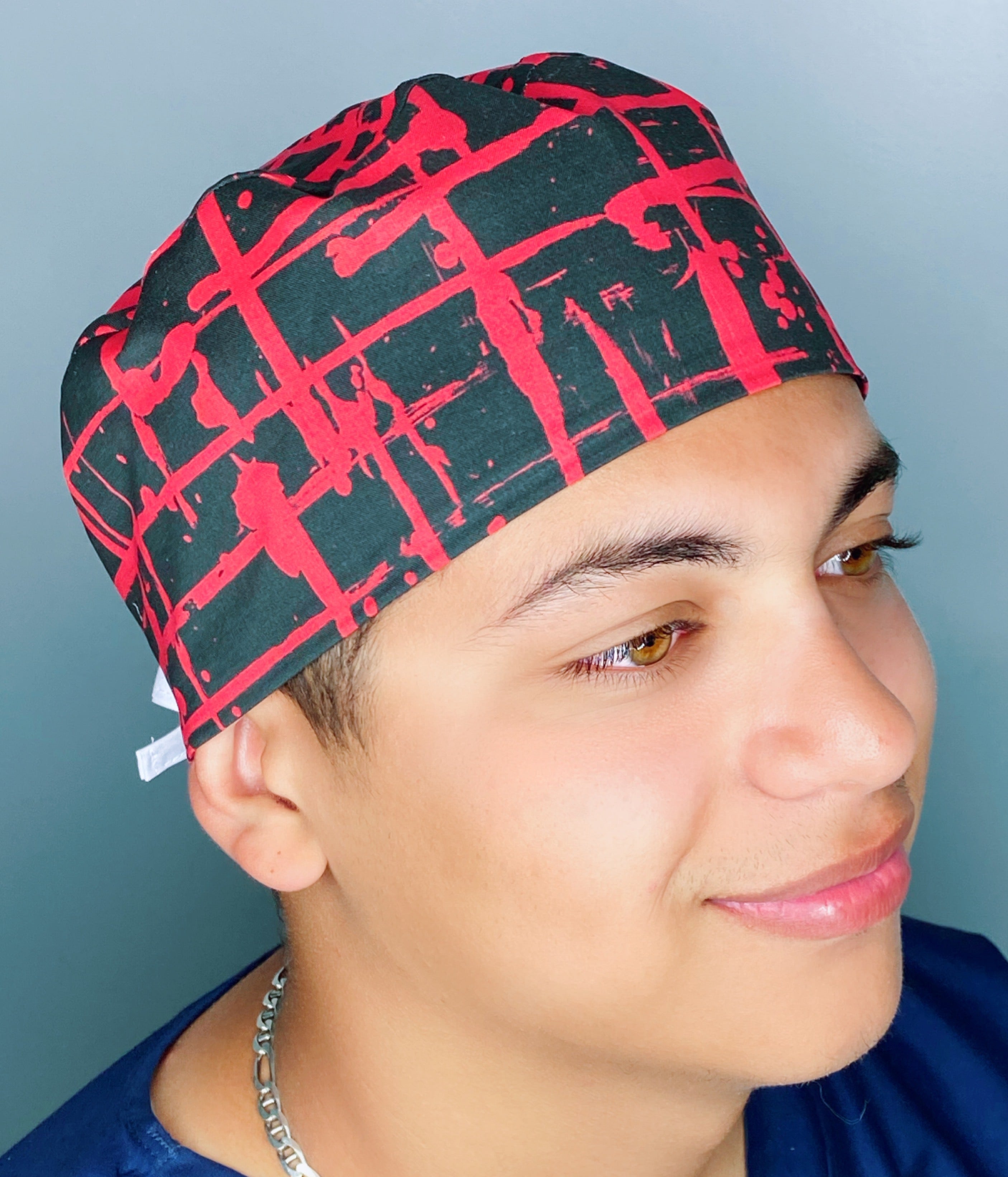 Red Paint Spatter on Black Design Unisex Cute Scrub Cap