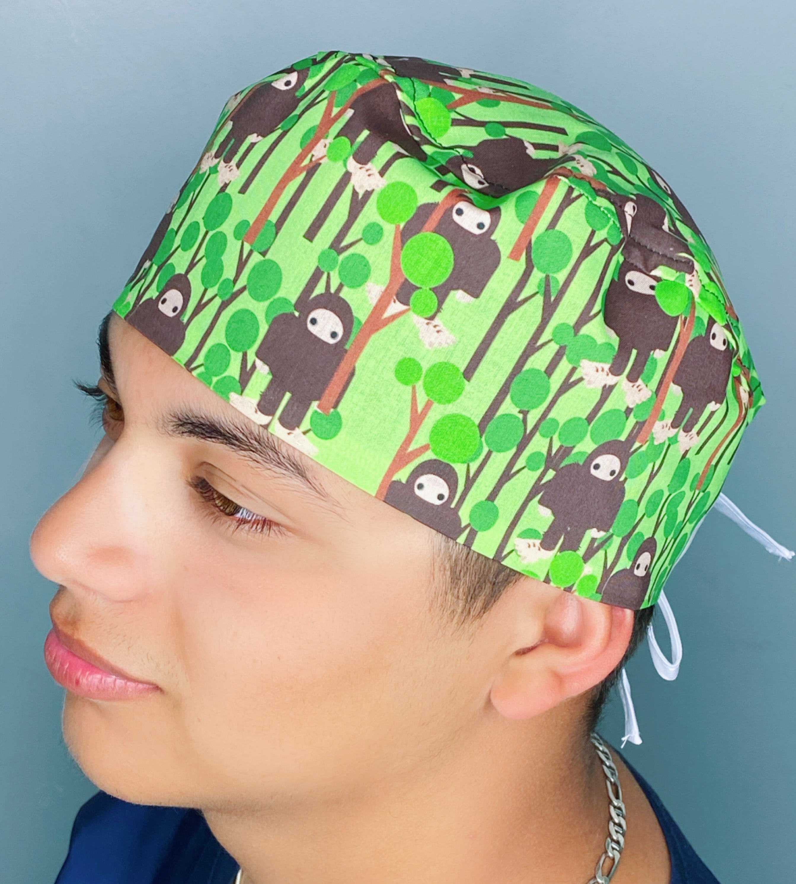 Big Foot Sasquatch & Yeti Abominable Snowman in Woods Unisex Animal Scrub Cap