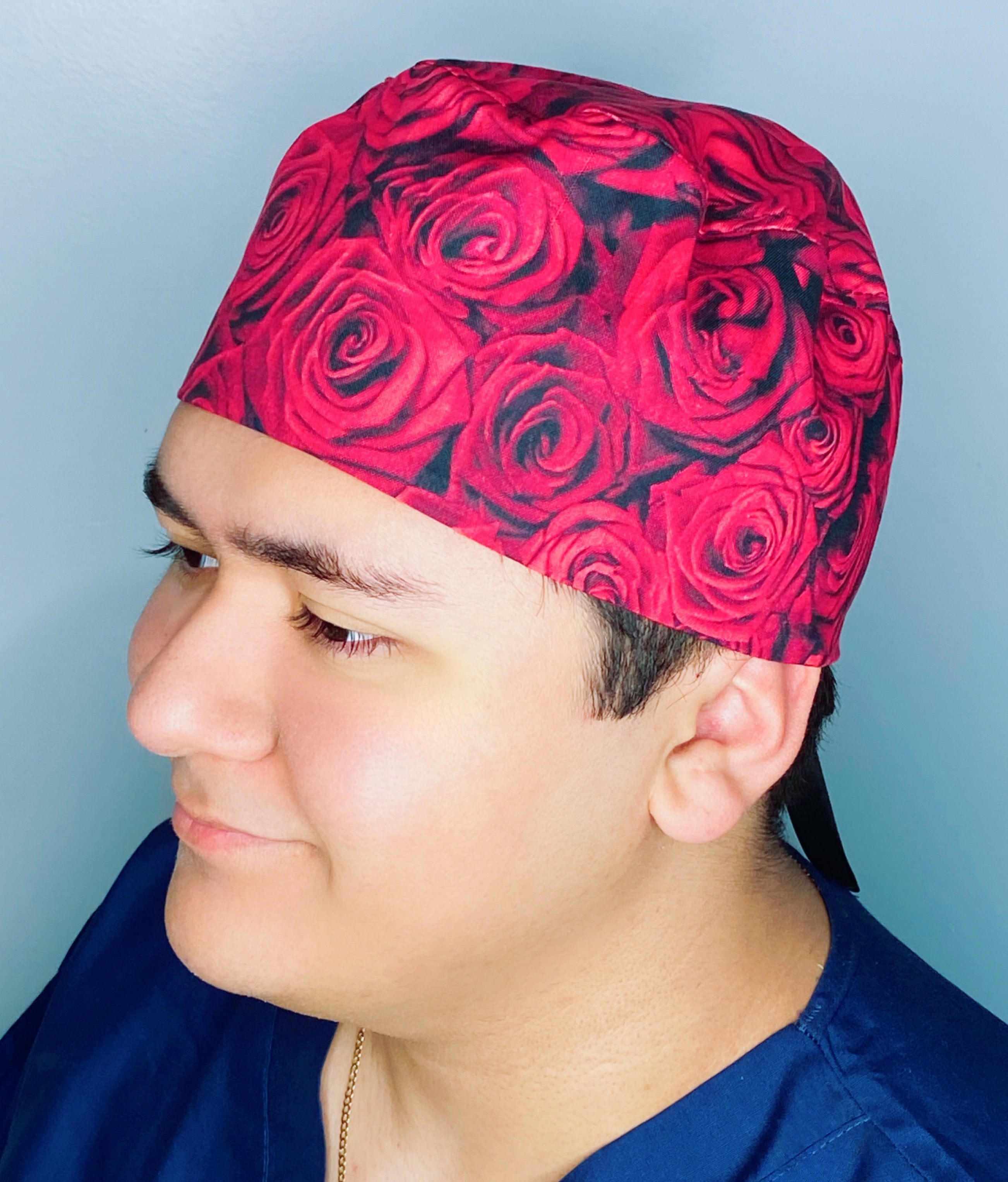 Beautiful Red Roses Floral Design Unisex Cute Scrub Cap