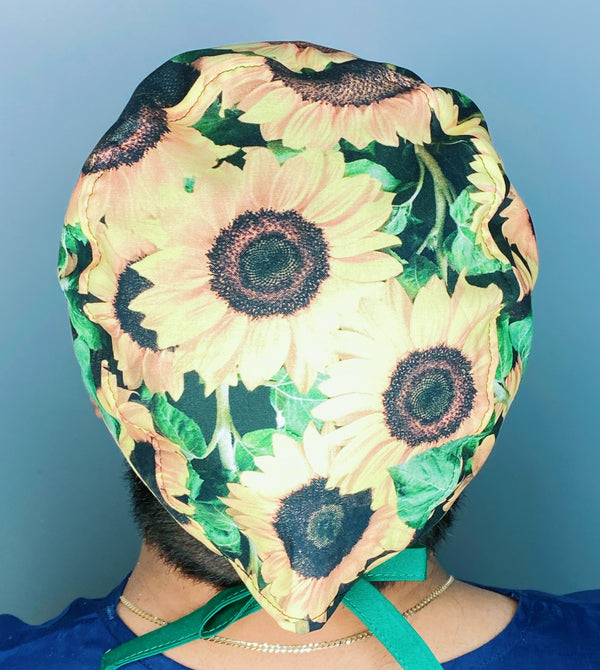 Sun Flowers All Over Floral Design Unisex Cute Scrub Cap
