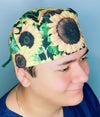Sun Flowers All Over Floral Design Unisex Cute Scrub Cap