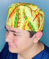 Leaf Yellow Floral Design Unisex Cute Scrub Cap