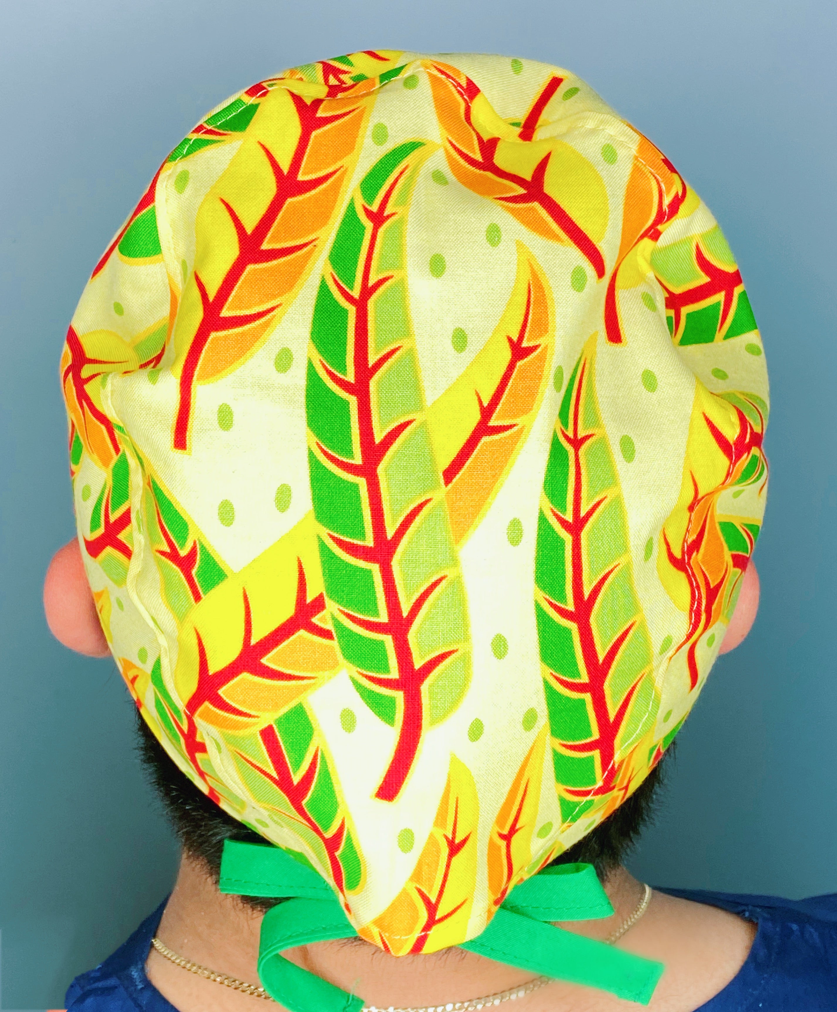 Leaf Yellow Floral Design Unisex Cute Scrub Cap