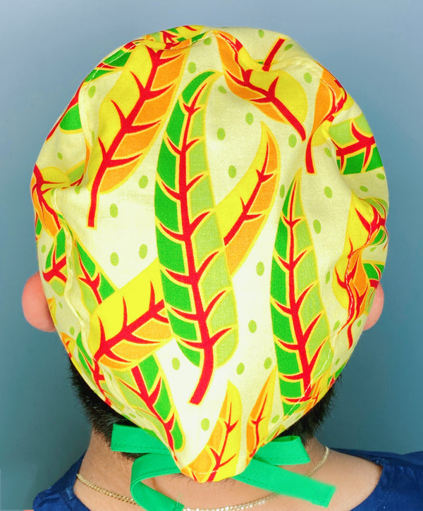 Leaf Yellow Floral Design Unisex Cute Scrub Cap