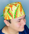 Leaf Yellow Floral Design Unisex Cute Scrub Cap