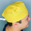 Yellow & White Arabesque Mandala Floral Design Unisex Cute Scrub Cap