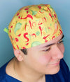 Hot Peppers on Yellow Unisex Food Scrub Cap