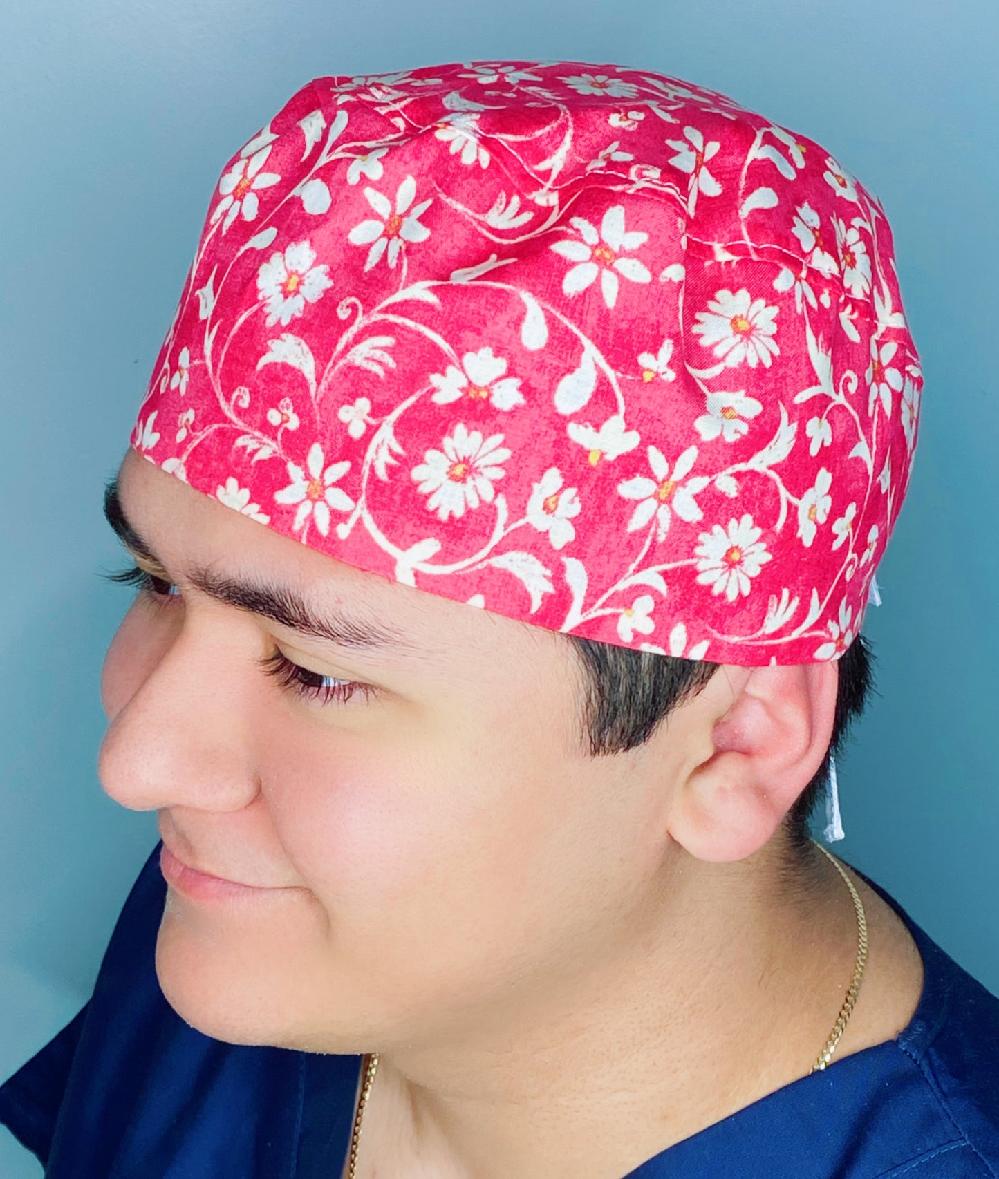 Coral Arabesque Mandala Floral Design Unisex Cute Scrub Cap
