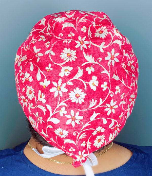 Coral Arabesque Mandala Floral Design Unisex Cute Scrub Cap