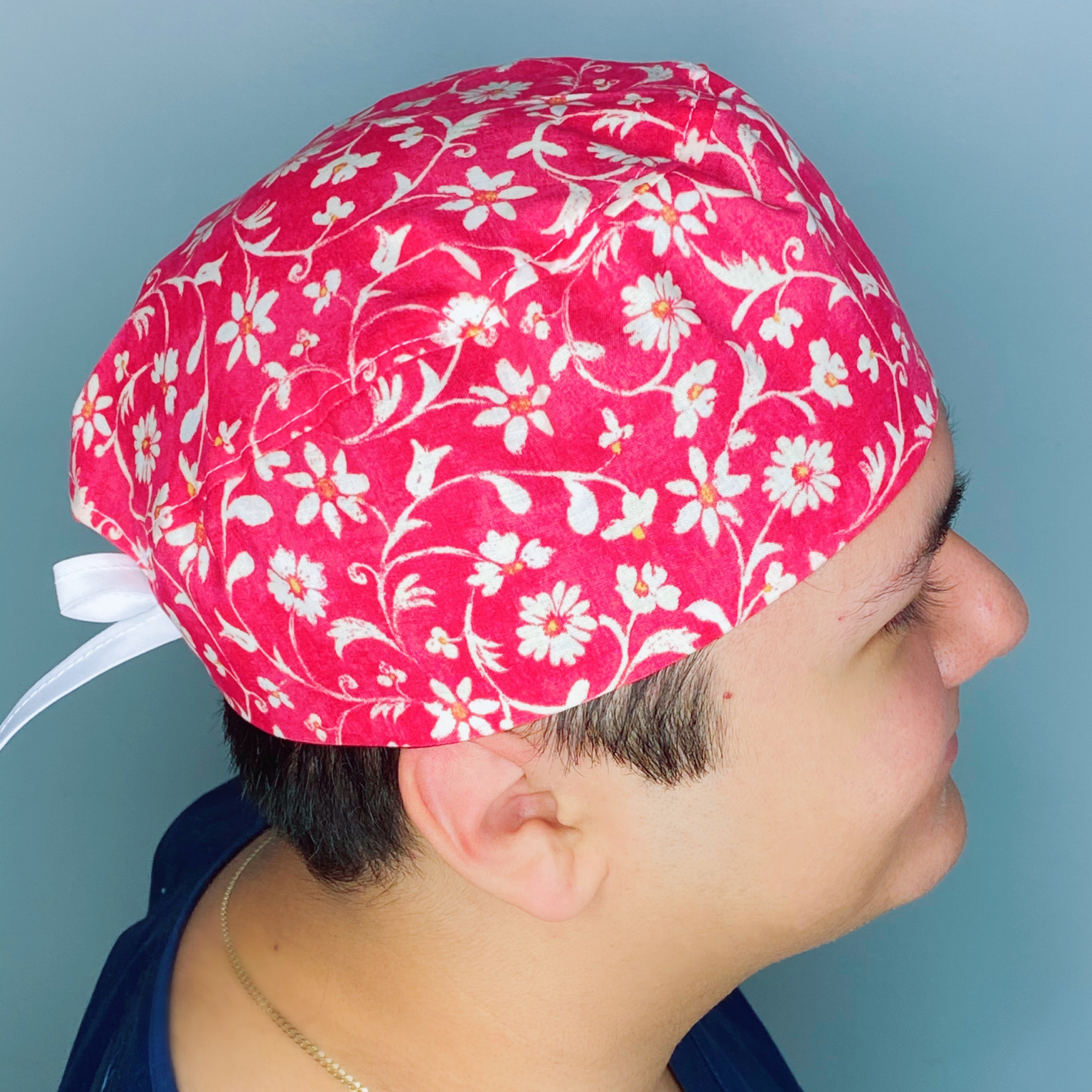 Coral Arabesque Mandala Floral Design Unisex Cute Scrub Cap