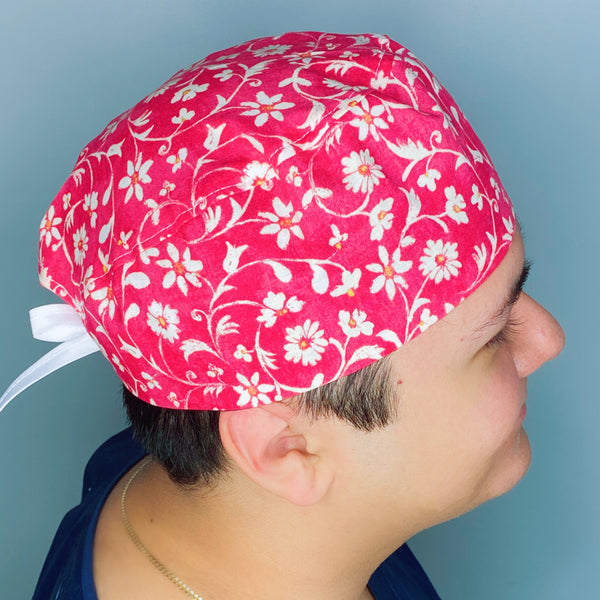 Coral Arabesque Mandala Floral Design Unisex Cute Scrub Cap