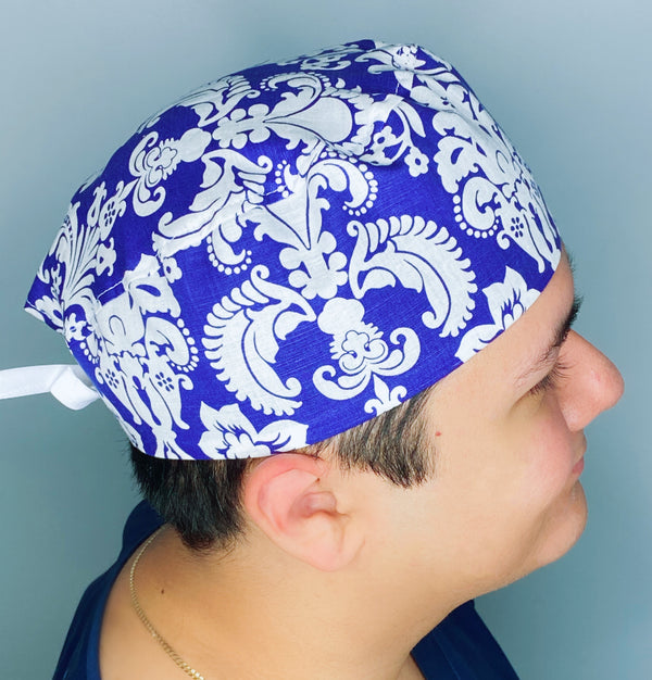 Purple & White Arabesque Mandala Floral Design Unisex Cute Scrub Cap