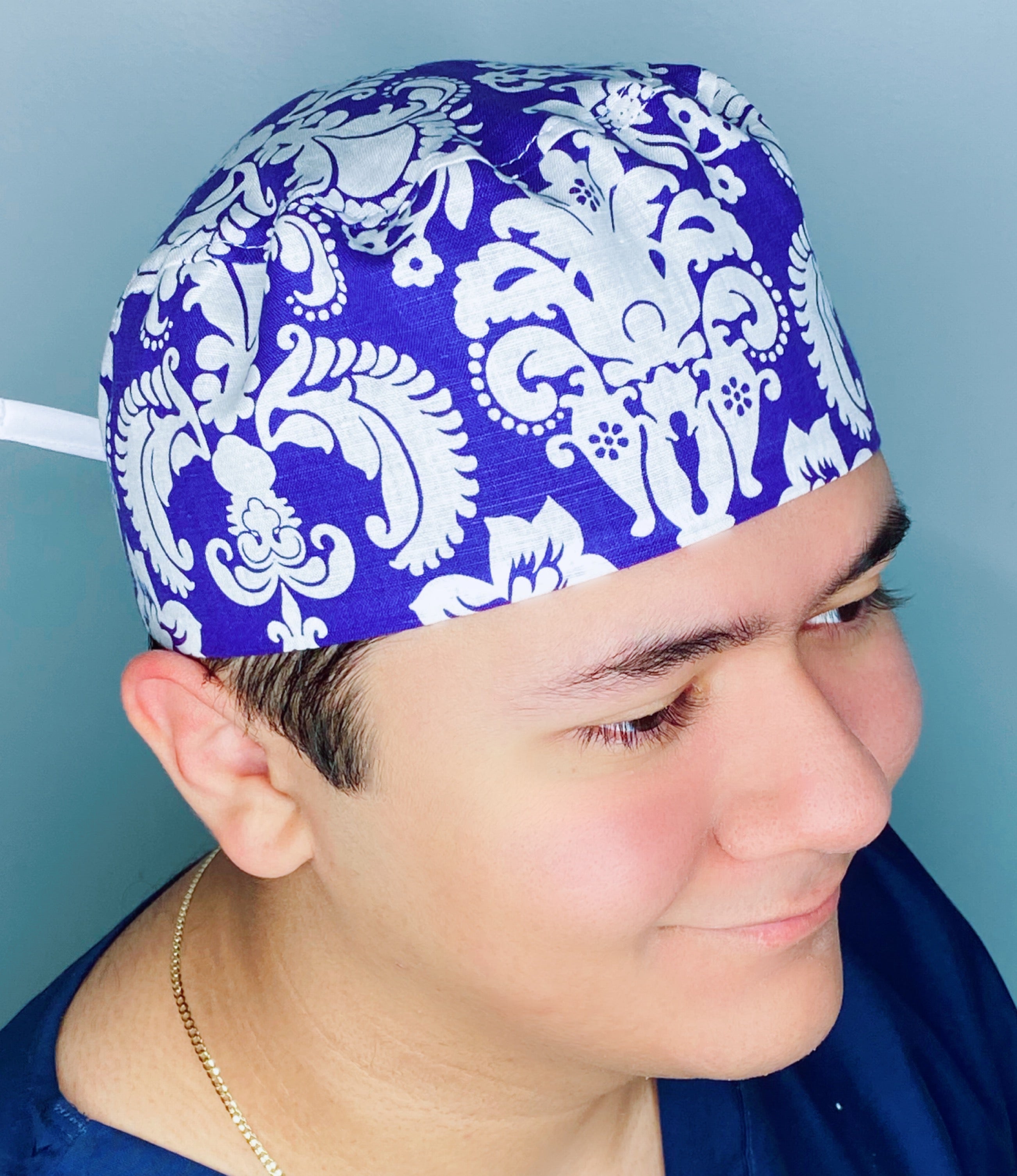 Purple & White Arabesque Mandala Floral Design Unisex Cute Scrub Cap
