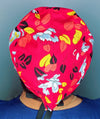 Bright Colorful Leaves Red Floral Design Unisex Cute Scrub Cap