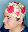 Red Roses Floral Design Unisex Cute Scrub Cap