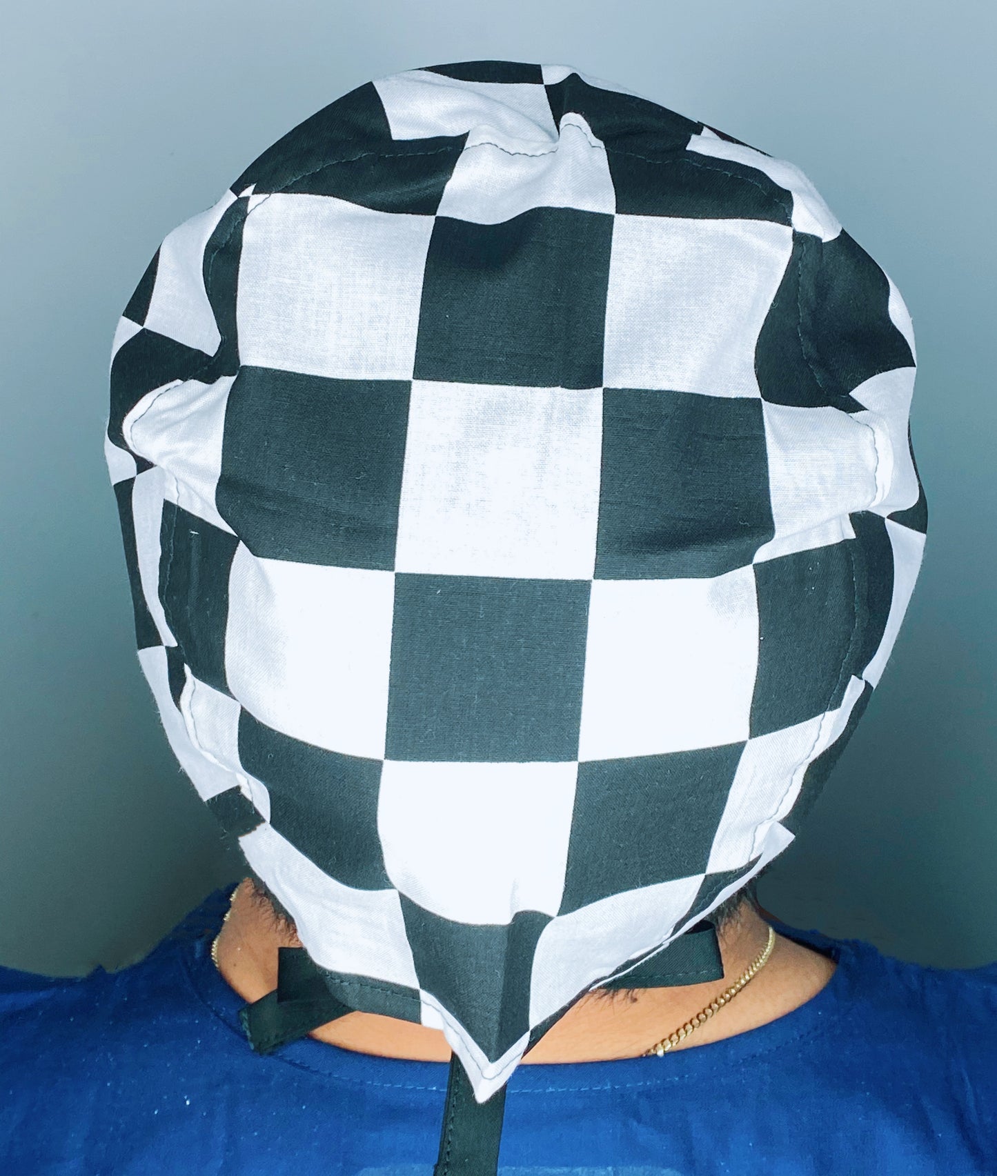 Checkerboard Black & White Unisex Fancy Scrub Cap