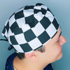 Checkerboard Black & White Unisex Fancy Scrub Cap