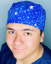 Stars Glitter Royal Blue Unisex Fancy Scrub Cap