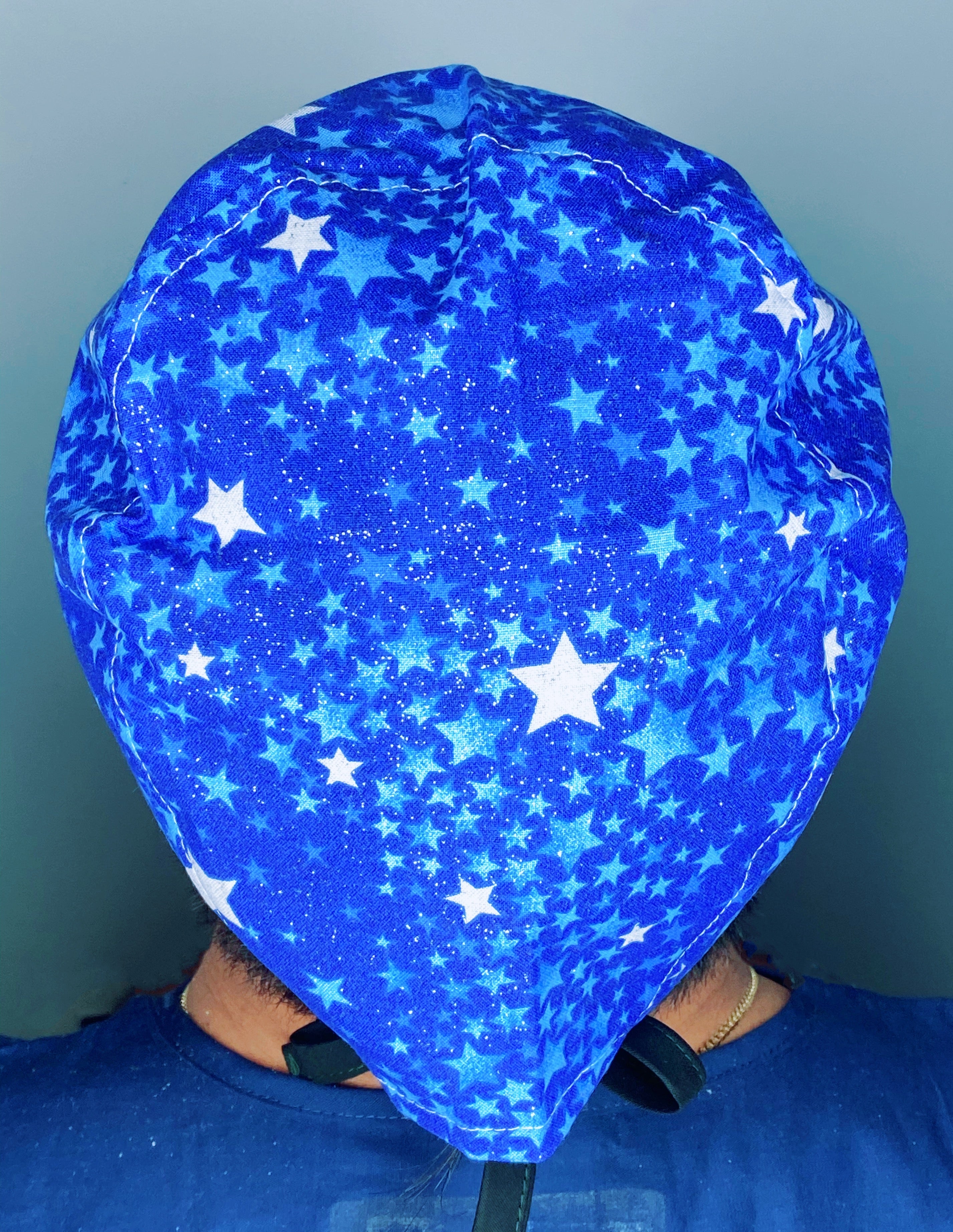 Stars Glitter Royal Blue Unisex Fancy Scrub Cap