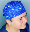 Stars Glitter Royal Blue Unisex Fancy Scrub Cap