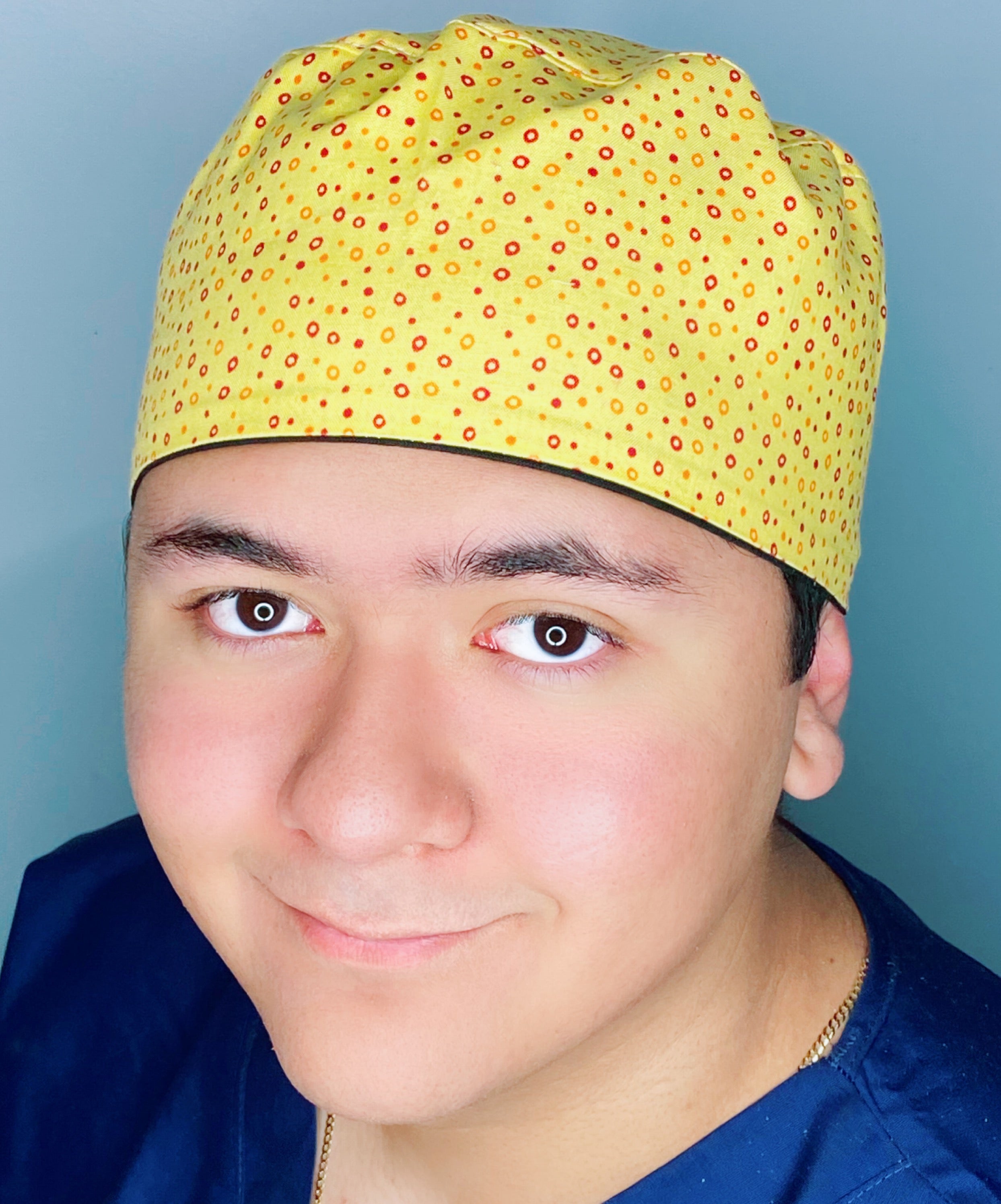 Small Circles Polka Dots on Yellow Unisex Fancy Scrub Cap