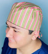 Neutral Color Pastel Stripes Unisex Cute Scrub Cap