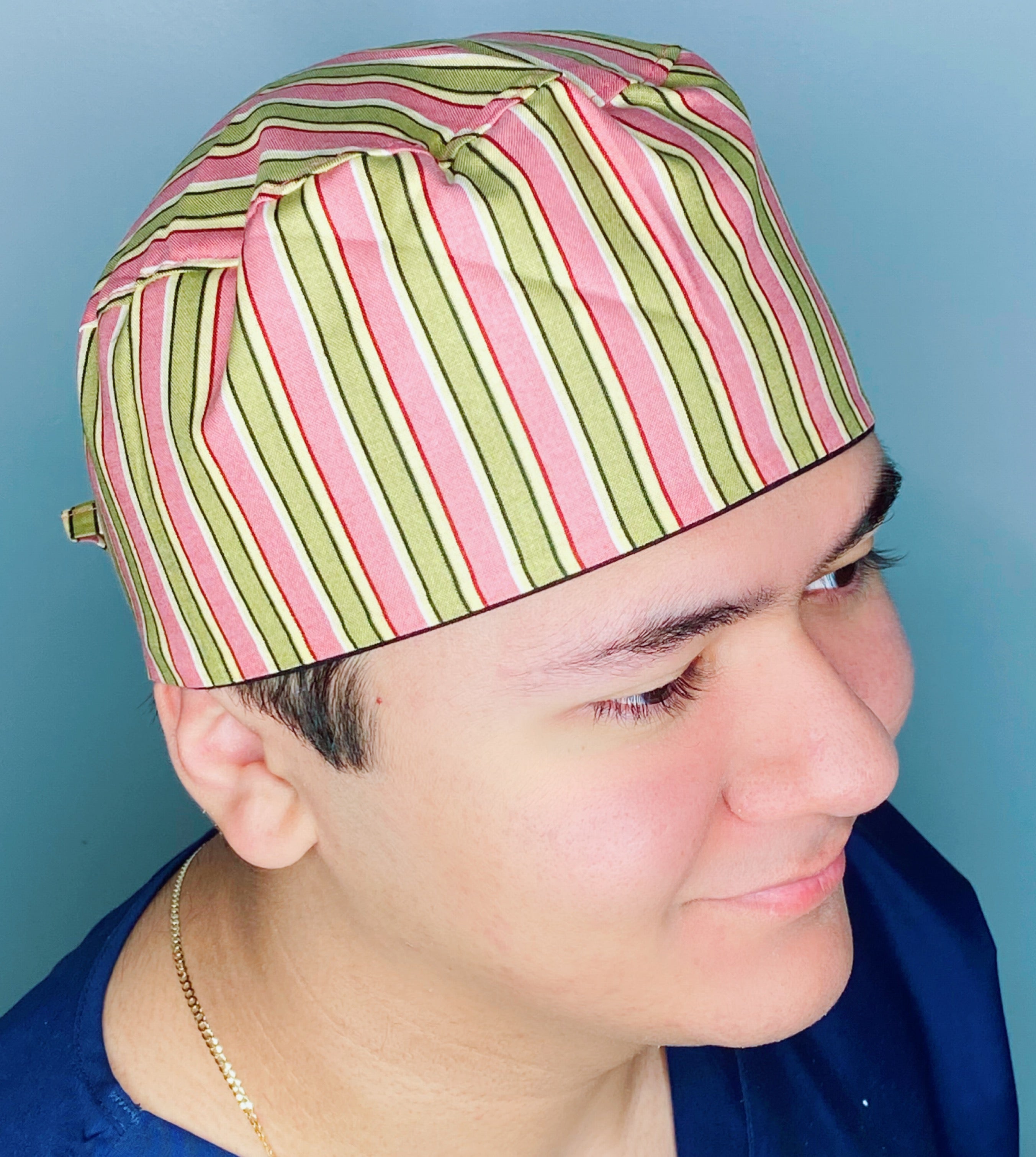 Neutral Color Pastel Stripes Unisex Cute Scrub Cap