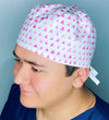 Pink Small Triangles on White Unisex Cute Scrub Cap